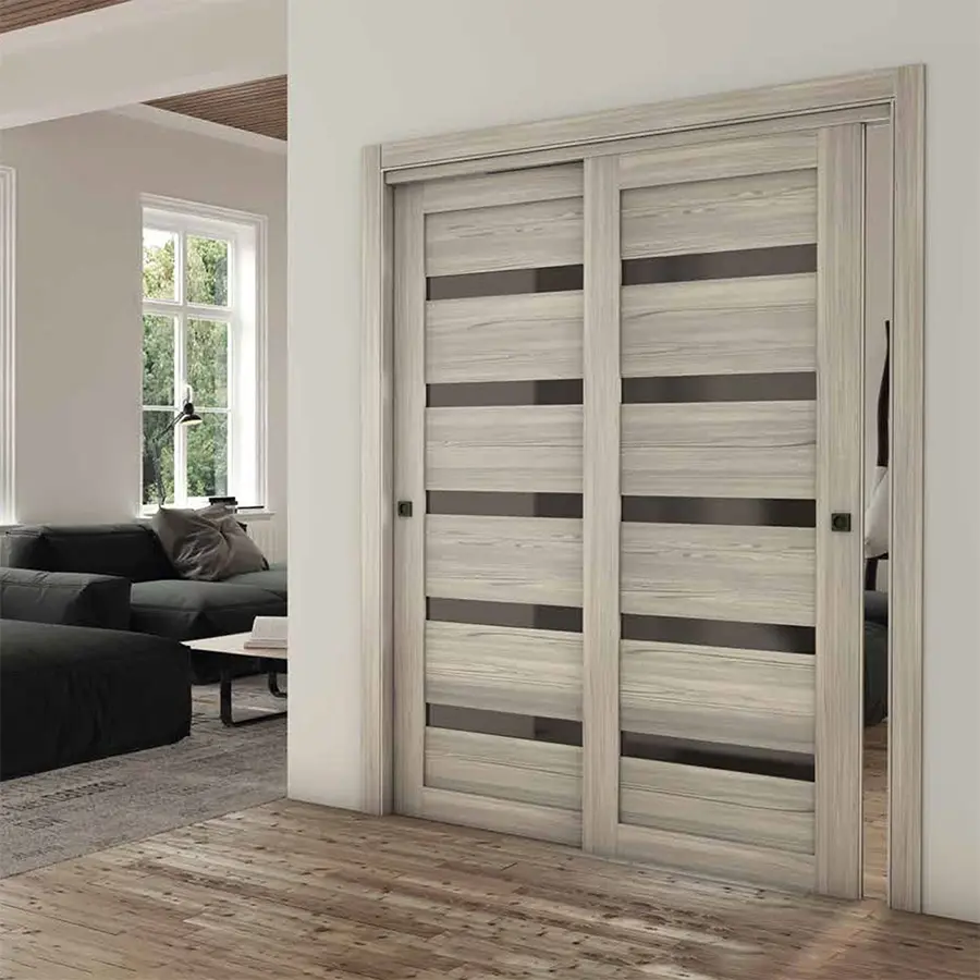 porta interna con vetro e olmo XL06 mdb portas milano