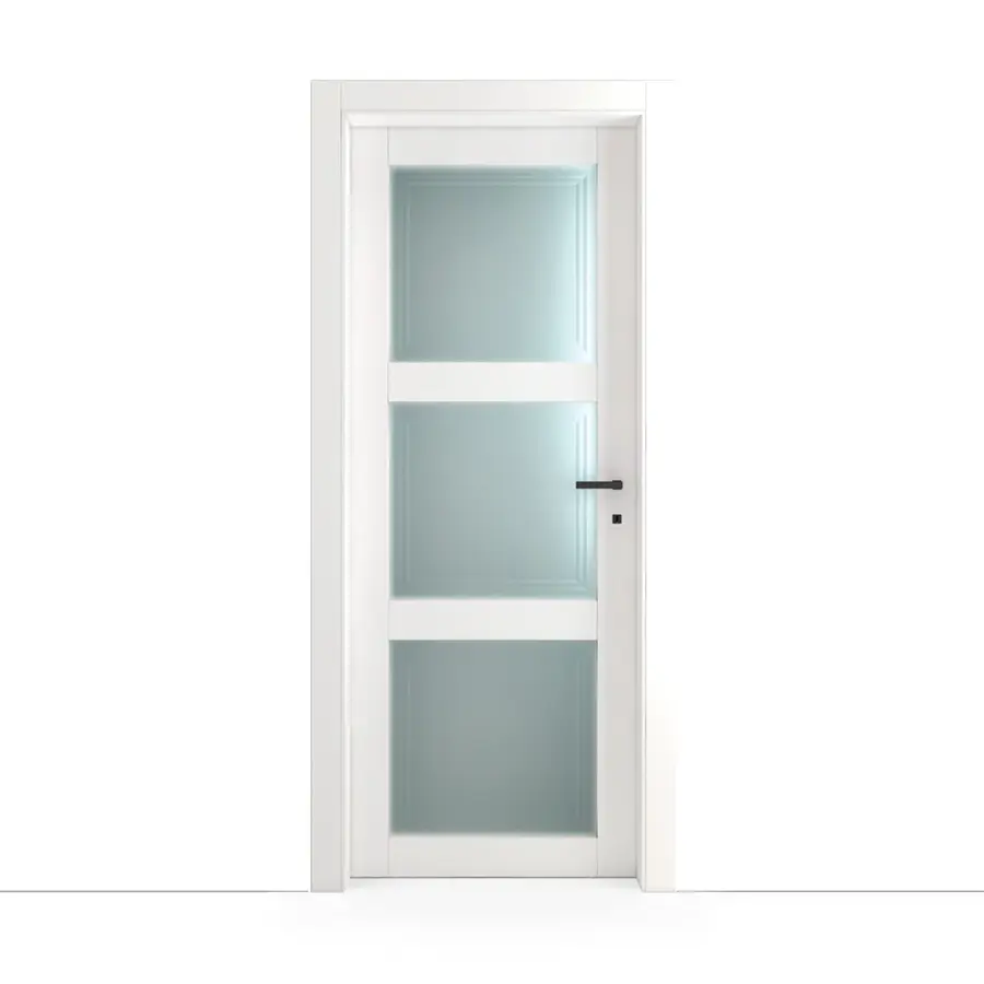 porta interna scorrevole legno bianco vetro RL05 mdb portas milano