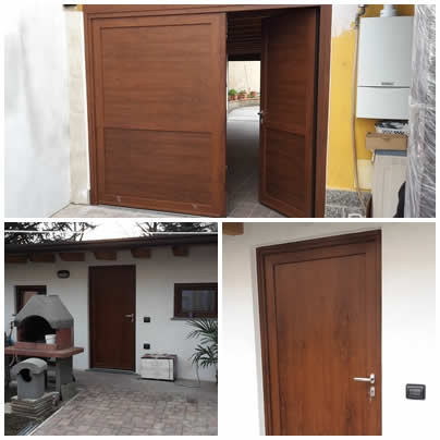 Portone per garage con portoncino in pvc combinato a Novate Milanese