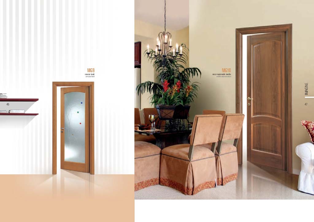 Porta Rovere teak – vetro con decorazioni colorate