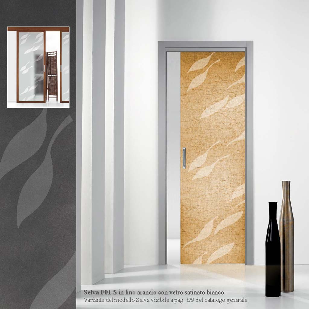 Porte in vetro satinato bianco in lino arancio modello Selva