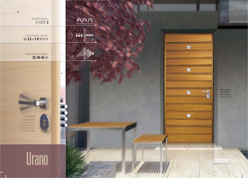 Porta blindata Urano – Teak naturale finitura ad olio